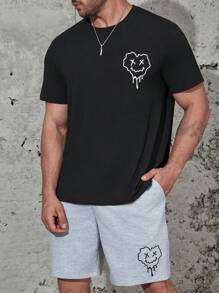 Manfinity Homme Men Plus Cartoon Graphic Tee & Shorts - Multicolor - View 6