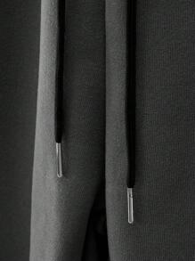 Manfinity Homme Men Drop Shoulder Thermal Sweatshirt & Sweatpants - Dark Grey - View 6