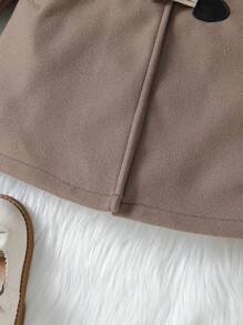 SHEIN 年轻女孩保暖衬里粗呢连帽粗呢大衣 - 粉色 - 查看 5