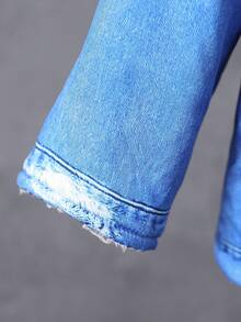 Young Boy Ripped Print Borg Collar Thermal Lined Coat Without Sweater - Blue - View 6