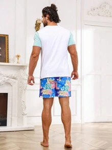 Men Cartoon Graphic PJ Set - Multicolor - View 4