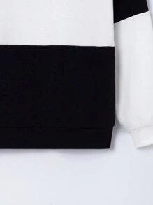 SHEIN Young Boy Color Block Sweatshirt - Black and White - View 3