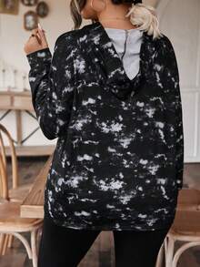 SHEIN LUNE Talla grande Capucha de tie dye con cordón - Multicolor - Ver 2