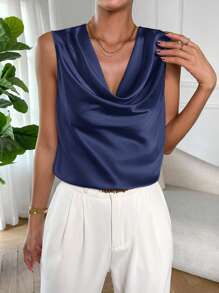 Firerie Draped Collar Satin Blouse