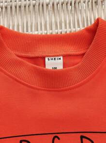 SHEIN Young Boy Letter Graphic Sweatshirt - Orange - View 4