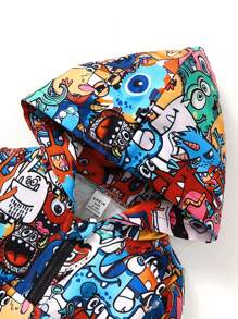 男嬰卡通圖案半拉鏈連帽衫和運動褲 - 彩色 - 查看 4