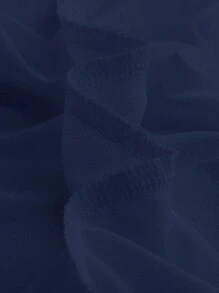 SHEIN MOD 方领手帕下摆蓝色短款 T 恤 - 藏蓝色 - 查看 4