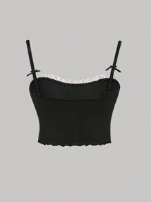 SHEIN MOD 大碼蕾絲拼接吊帶上衣 - 黑色 - 查看 2