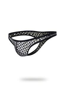 Men Solid Mesh Brief Sexy Underwear - Black - View 2