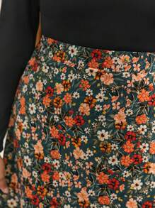 SHEIN Frenchy Plus Size Boho Allover Floral Print A-Line Skirt - Multicolor - View 6
