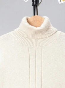 SHEIN 男大童高領素色套頭毛衣 - 杏色 - 查看 5