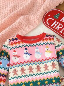 Baby Girl Christmas Print Snug Fit PJ Set - Multicolor - View 4