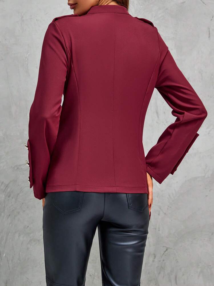 Solid Button Front Coat Fall Cloth For Women