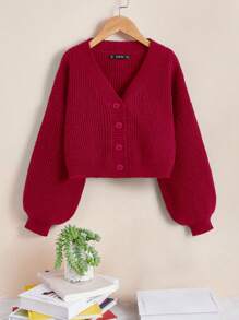 SHEIN Essnce 大碼落肩袖開襟衫 - 紅色 - 查看 1