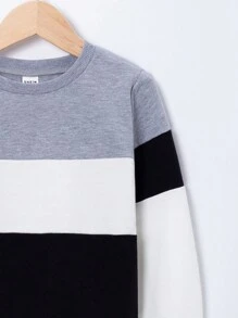 SHEIN Young Boy Color Block Sweatshirt - Black and White - View 4