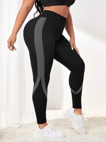 Easithlete Hơn In sọc Kiểm soát bụng Quần Xà cạp thể thao - Đen và trắng - Xem 4