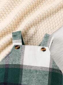 Baby Boy Plaid Print Overall Jumpsuit - Green - View 5