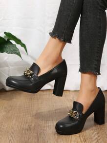 Women's Single-heeled Shoes - Black - View 1