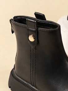 女童穿梭秋冬時尚短筒pu革靴 - 黑色 - 查看 6