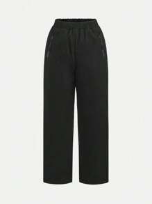 SHEIN Tween Boy Solid Slant Pocket Straight Leg Pants