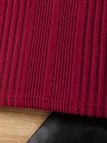 Toddler Girls Solid Rib-knit Pullover & PU Trousers & Scarf - Multicolor - View 3