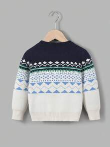 Young Boy Fair Isle Pattern Sweater - Multicolor - View 2