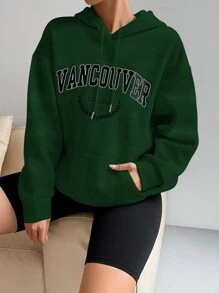 SHEIN Unity 休閒字母女士衛衣 - 墨綠色 - 查看 4