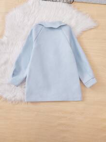 SHEIN Tween Girl 1pc Floral Button Raglan Sleeve Overcoat