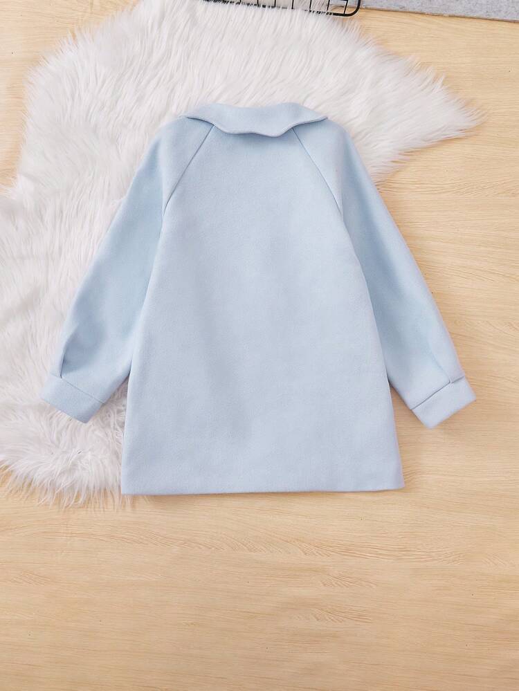 Tween Girl 1pc Floral Button Raglan Sleeve Overcoat