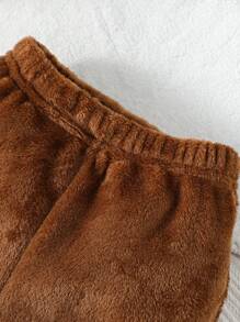 SHEIN Playful Pals Baby Boy Dinosaur Embroidery Teddy Sweatshirt & Pants - Multicolor - View 5