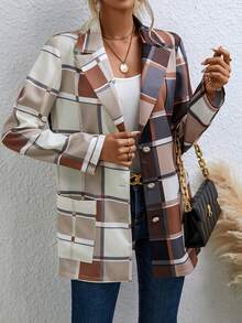 SHEIN LUNE In kẻ sọc Thắt lưng Áo vest - Nhiều màu - Xem 3