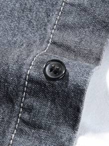 Manfinity Homme Men Ripped Denim Shirt Without Tee - Grey - View 3