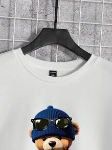 Manfinity RebelGame Men Plus Bear Print Drop Shoulder Sweatshirt - White - View 4