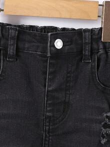 Chàng trai trẻ Rách Frayed Quần legging thẳng - màu đen - Xem 5