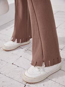 Teen Girl Flare Leg Ribbed Knit Sweater Pants