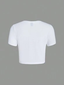 SHEIN Coolane Plus Letter Graphic Crop Tee - White - View 2