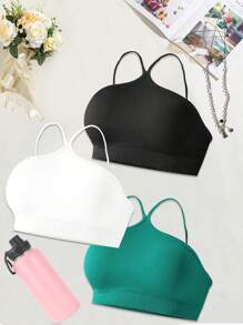 Easithlete 3 件纯色吊带背心修身衬衫 - 彩色 - 查看 1