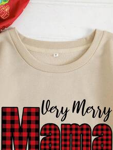 INAWLY In Giáng sinh Thả vai Áo nỉ - Màu be - Xem 7