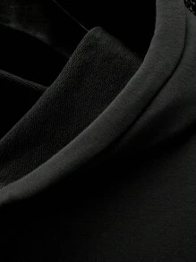 Manfinity Homme Men Slogan & Skeleton Print Kangaroo Pocket Drawstring Hoodie - Black - View 4