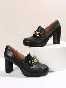 Women's Single-heeled Shoes - Black - View 2