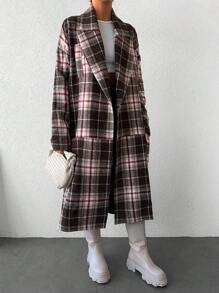 EURMUSE Plaid Print Drop Shoulder Coat - Multicolor - View 5
