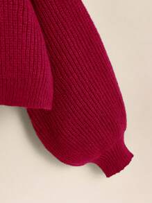 SHEIN Essnce 大碼落肩袖開襟衫 - 紅色 - 查看 3