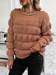 SHEIN Clasi Solid Boat Neck Sweater Knit Pullover Fall Winter Outfit