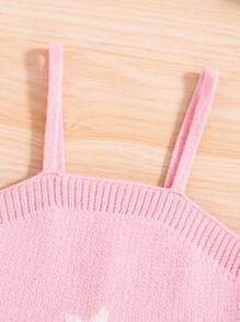 SHEIN 女大童星星圖案針織吊帶上衣&前紐扣開襟衫 - 粉色 - 查看 6