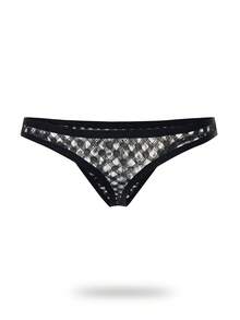 Men Solid Mesh Brief Sexy Underwear - Black - View 4