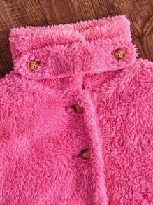 SHEIN 女嬰雙口袋搖粒絨外套 - 玫紅色 - 查看 6