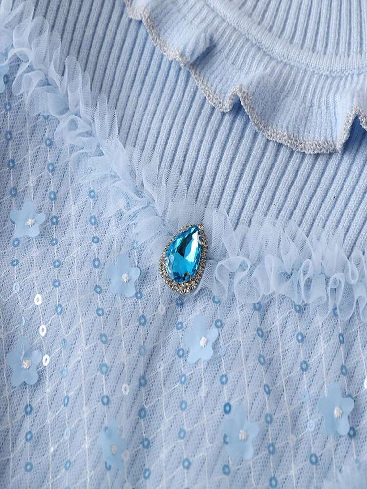 Tween Girl Snowflake Print Mesh Overlay Dress