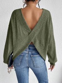 SHEIN Frenchy Solid Drop Shoulder Tee Winter Green Casual Christmas Spring - Green - View 7