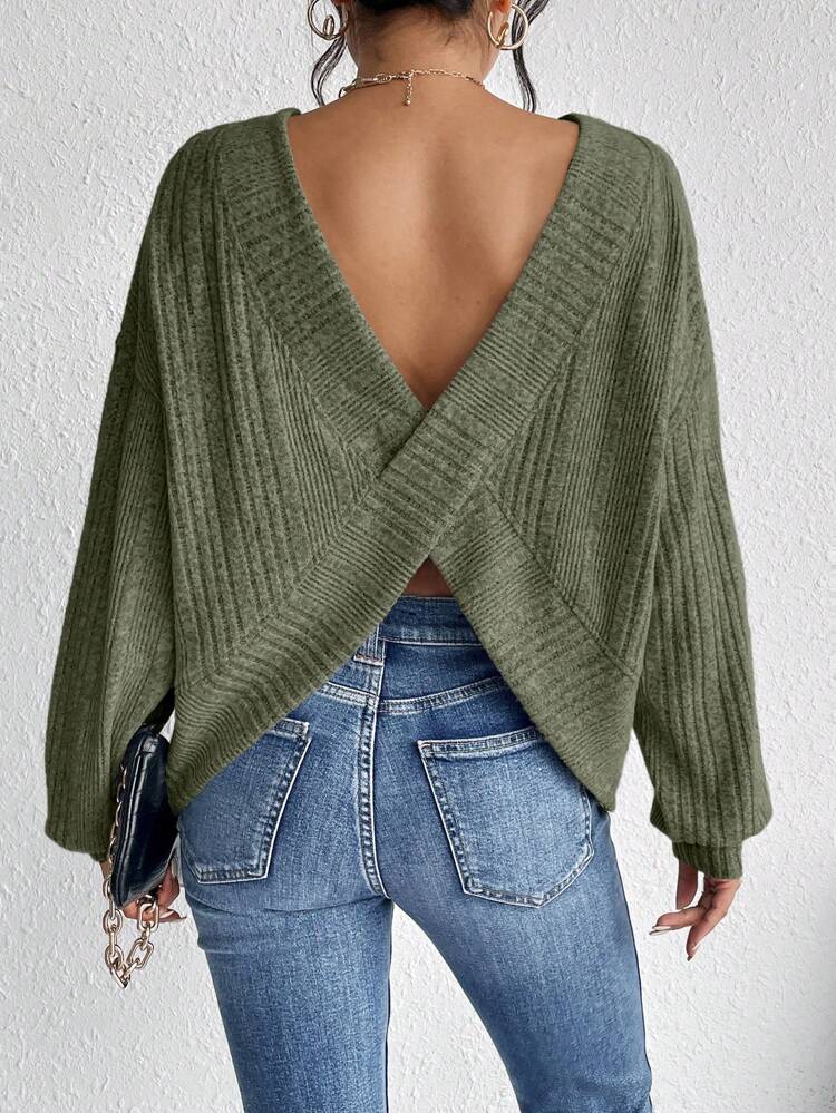 Solid Drop Shoulder Tee Winter Green Casual Christmas Spring