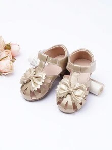 Xăng đan buộc nơ trang trí nơ cho bé gái - Vàng - Xem 6